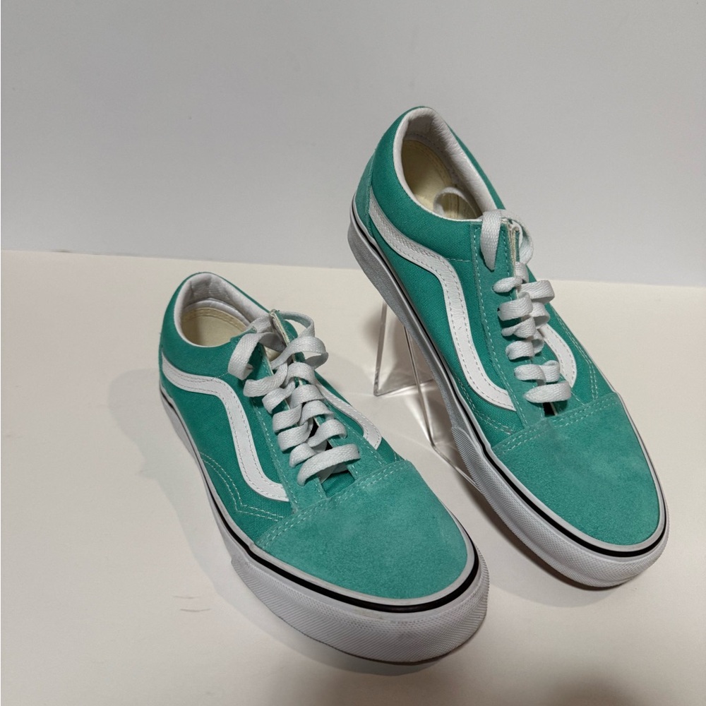 Vans Aqua and White Canvas Shoes